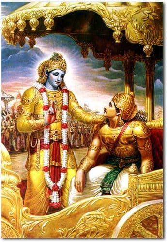Lord Krishna preaching Bhagwad Gita to Arjuna